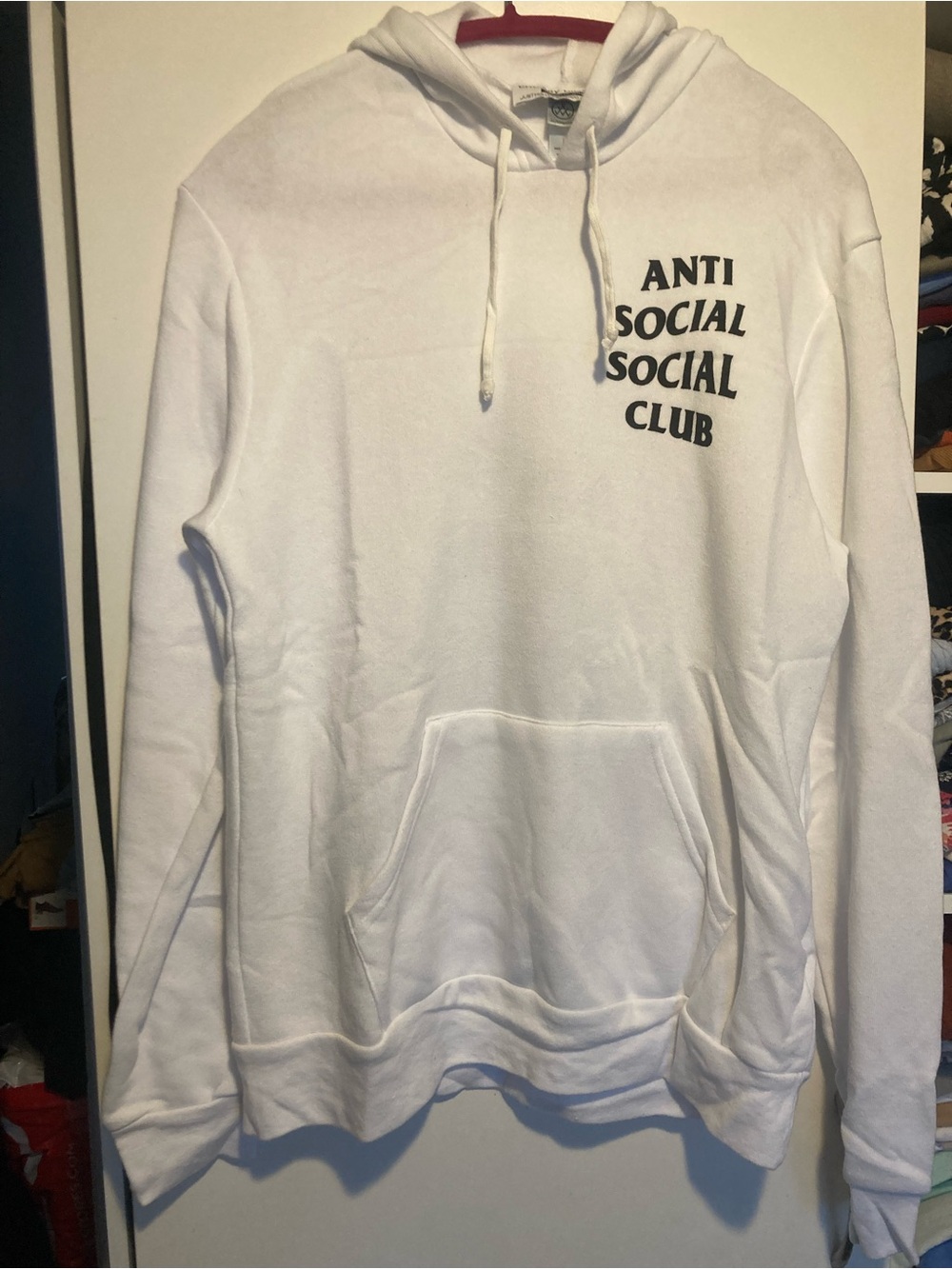 Anti Social Social Club White HoodieBlack Chest Logo Butterfly back size M/ L
